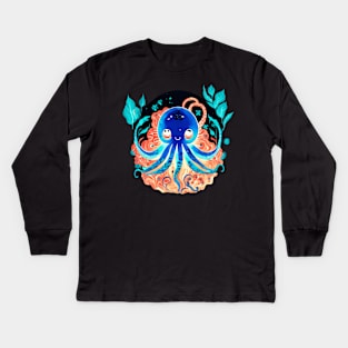 Blue octopus Kids Long Sleeve T-Shirt